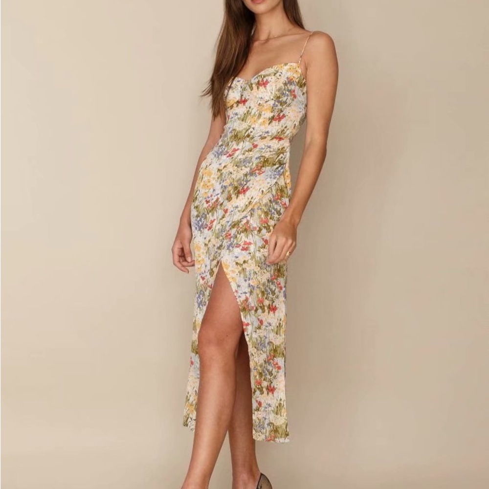 Reformation Smile Says It All Floral Tie Front Maxi Dress
